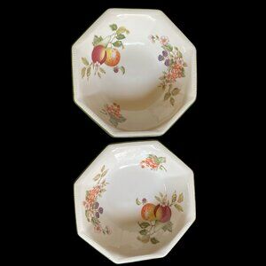 Set Of 2 Vintage Johnson Brothers Fresh Fruit Pattern Cereal Bowls   7" Made In